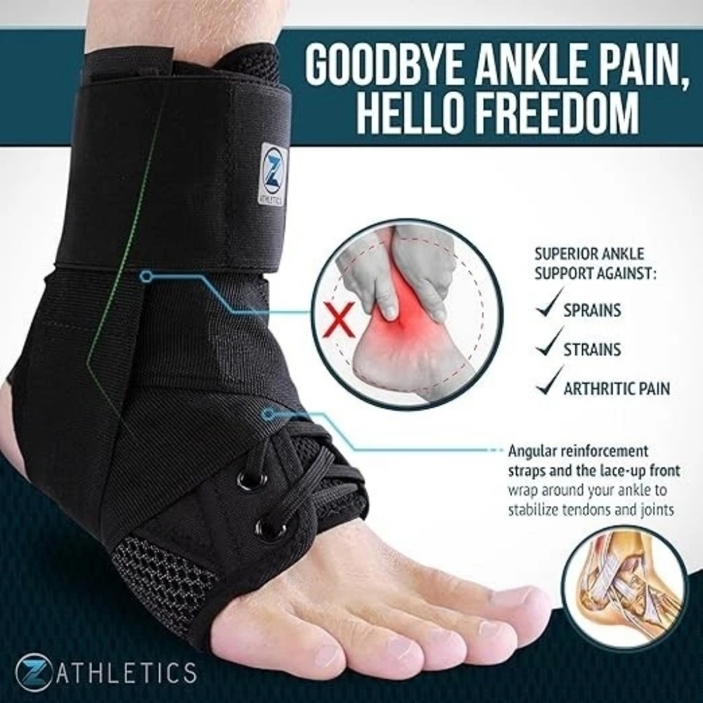 Zenith Ankle Brace Lace up Adjustable Support – for Sports, Injury Size Large - Picture 9 of 10